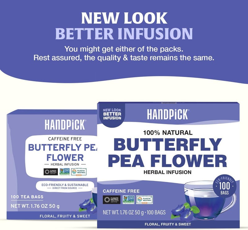 HANDPICK Butterfly Pea Flower Herbal Tea - 100 Bags - Image 2
